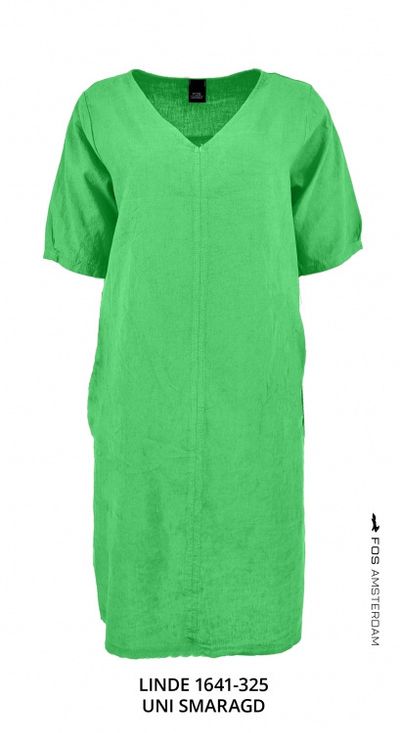 Foto van Fos jurk Linde uni linnen groen